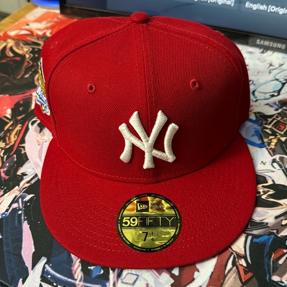 New York Yankees New Era Fitted “Red 1999 World Series Patch” - Picture 1 of 5